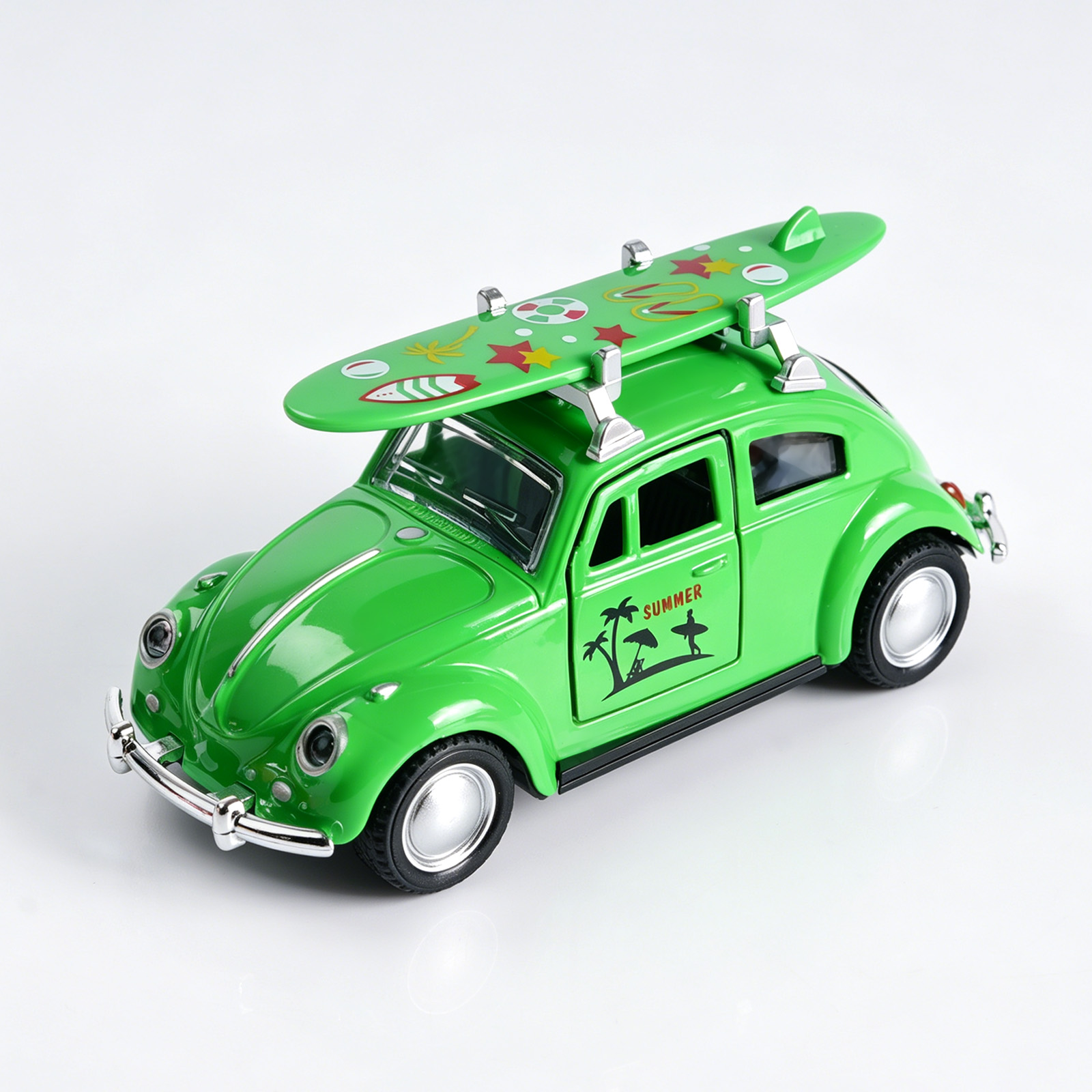 Kids Toys Cars - Retro Zielony Garbus, model odlewany z